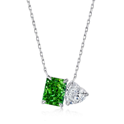 [Echo Fine ]Dazzling Square & Heart Shape Necklace