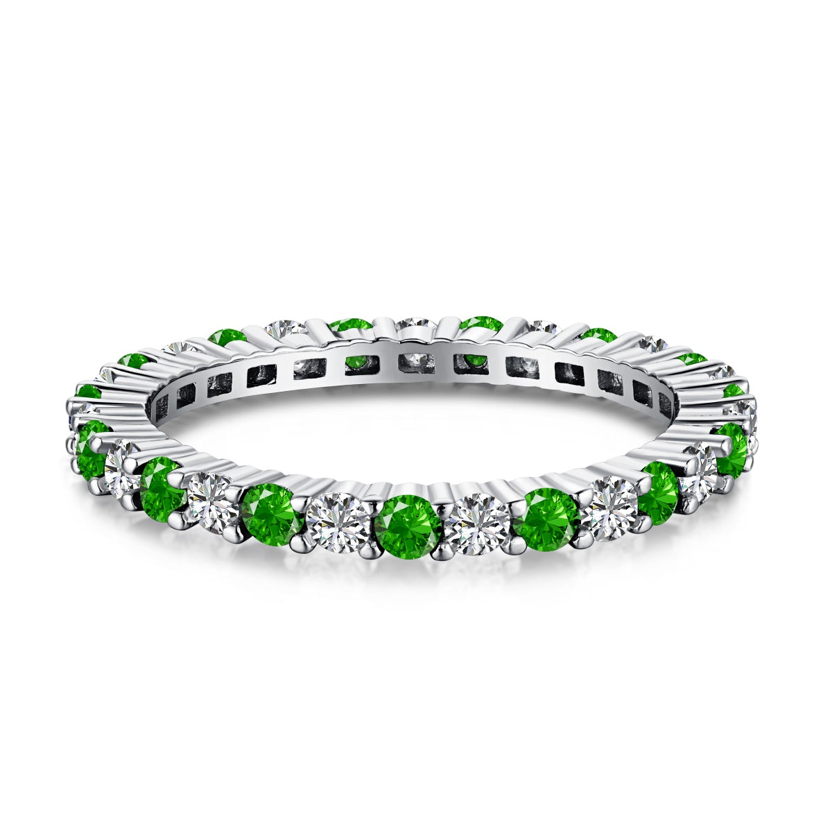 [Echo Fine ]Exquisite Colorful Round Cut Tennis Ring
