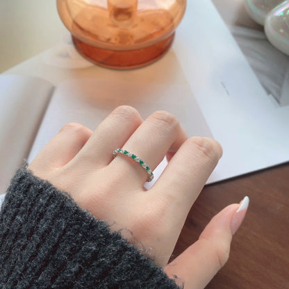 [Echo Fine ]Exquisite Colorful Round Cut Tennis Ring