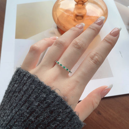 [Echo Fine ]Exquisite Colorful Round Cut Tennis Ring