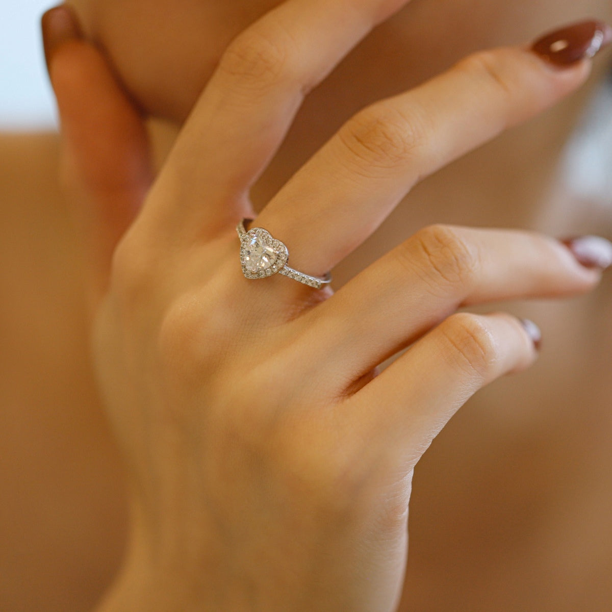 [Echo Fine ]Eternity Splashy Romantic Heart Shape Lover Ring