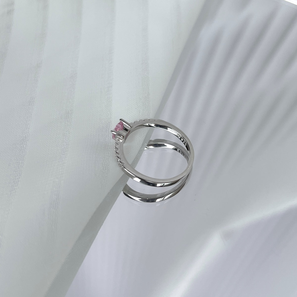 [Echo Fine ]0.5 Carat CaratEternity Charming Heart Shape Lover Ring