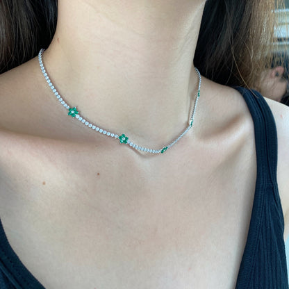 [Echo Fine ]Luxurious Colorful Flower Tennis Necklace