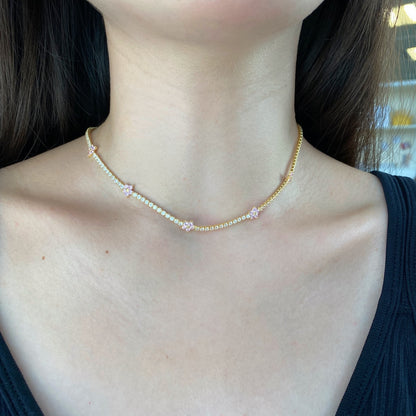 [Echo Fine ]Luxurious Colorful Flower Tennis Necklace
