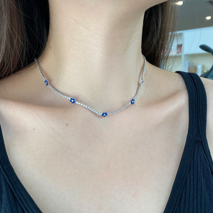 [Echo Fine ]Luxurious Colorful Flower Tennis Necklace