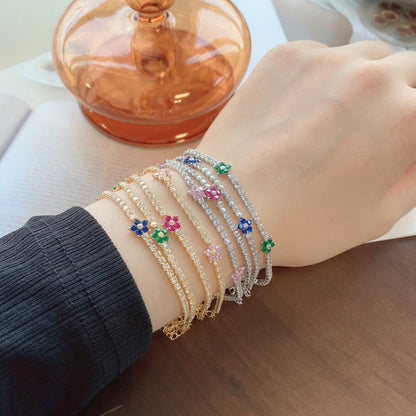 [Echo Fine ]Sparkling Flower Shape Tennis Bracelet