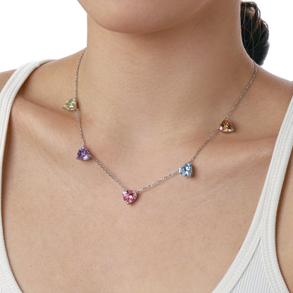[Echo Fine ]Sparkling Colorful Heart Cut Necklace