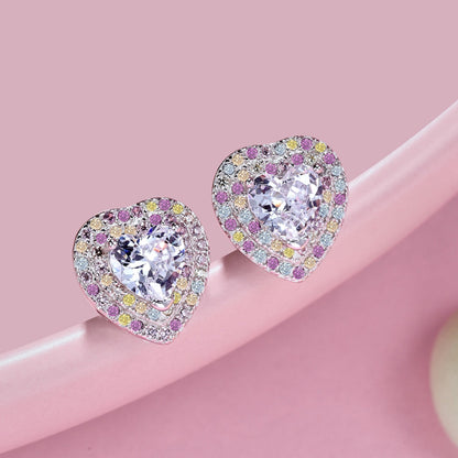 [Echo Fine ]Dazzling Heart Shape Lover Earrings