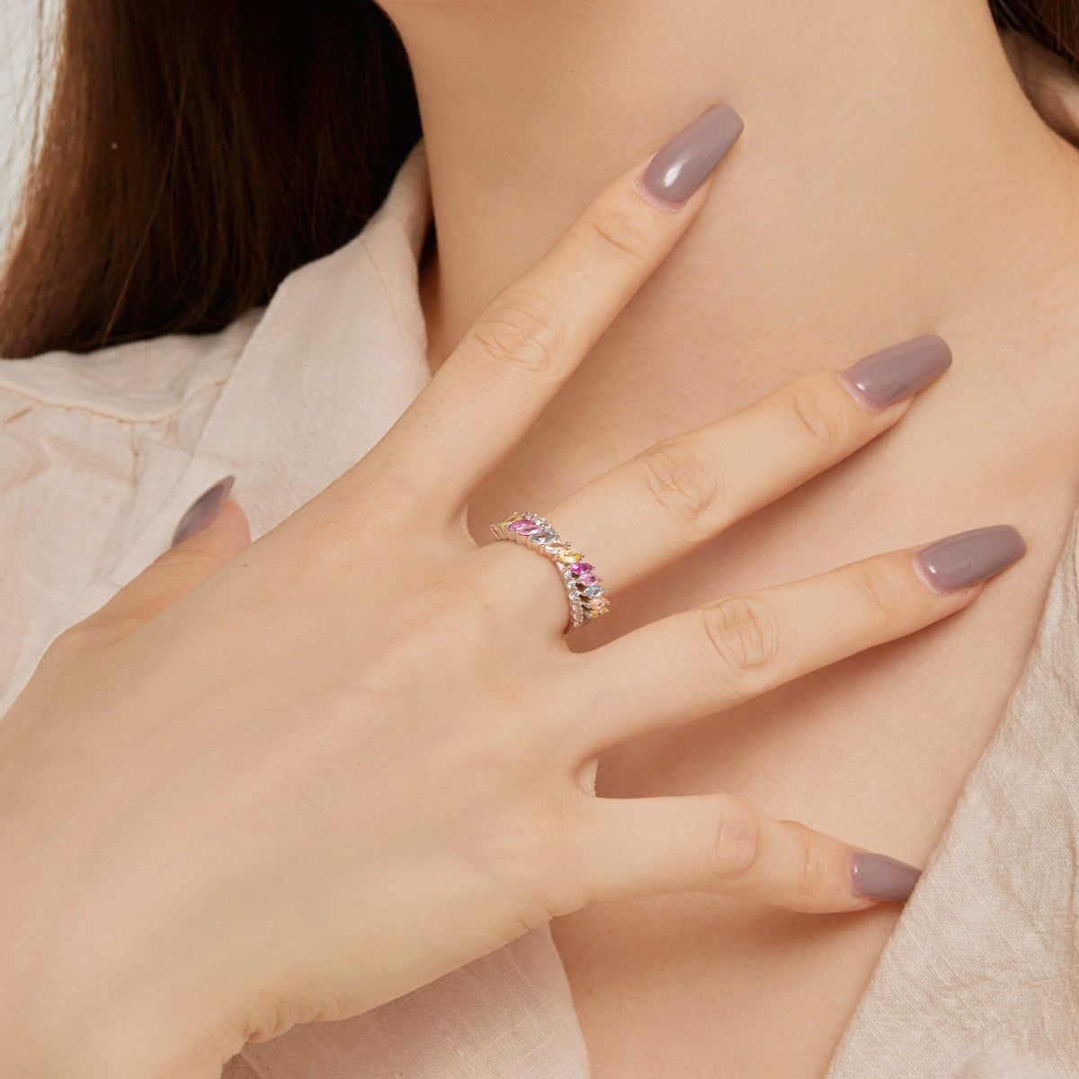 [Echo Fine ]Unique Colorful Marquise Cut Daily Ring