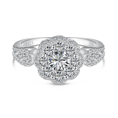 [Echo Fine ]Delicate Colorful Round Cut Flower Shape Wedding Ring