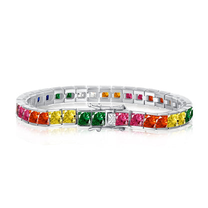 [Echo Fine ]Radiant Colorful Princess Cut Tennis Bracelet