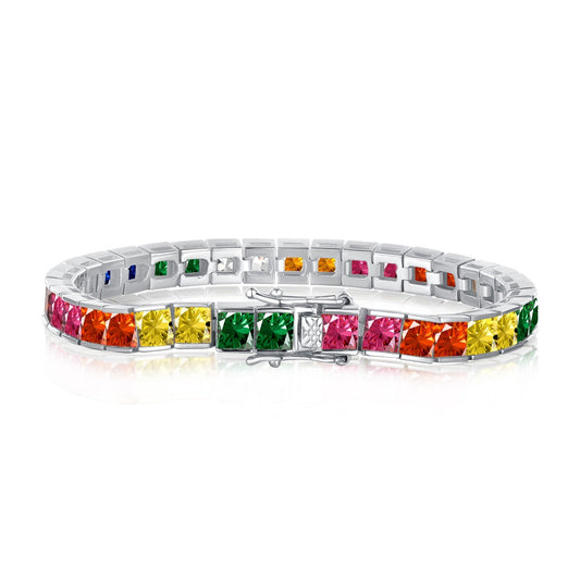 [Echo Fine ]Radiant Colorful Princess Cut Tennis Bracelet