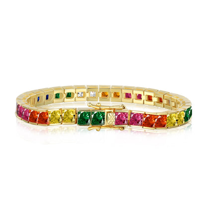 [Echo Fine ]Radiant Colorful Princess Cut Tennis Bracelet