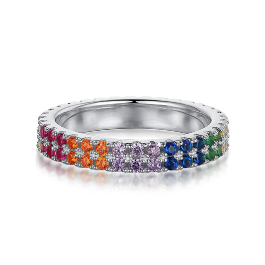 [Echo Fine ]Unique Colorful Round Cut Tennis Ring