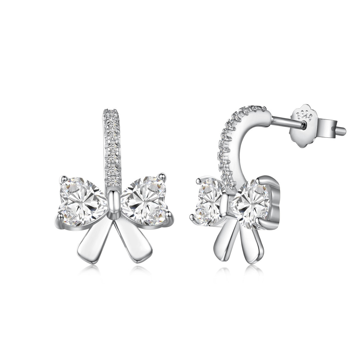 [Echo Fine ]Exquisite Earrings With Heart-Shaped Bow Design
