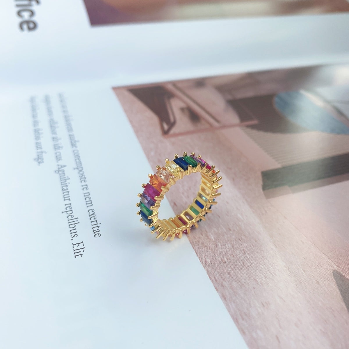 [Echo Fine ]Unique Colorful Radiant Cut RIng
