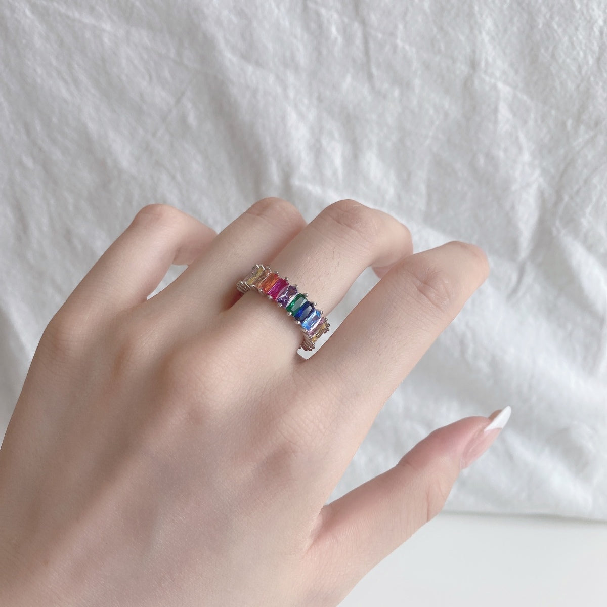 [Echo Fine ]Unique Colorful Radiant Cut RIng