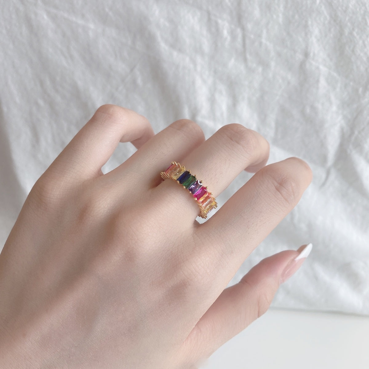 [Echo Fine ]Unique Colorful Radiant Cut RIng
