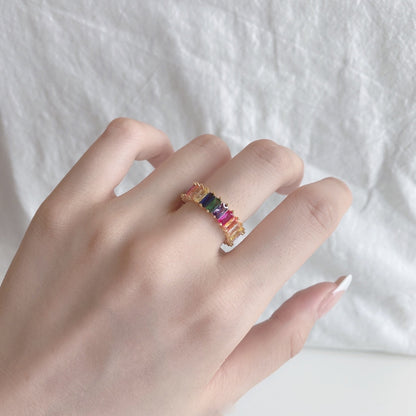[Echo Fine ]Unique Colorful Radiant Cut RIng