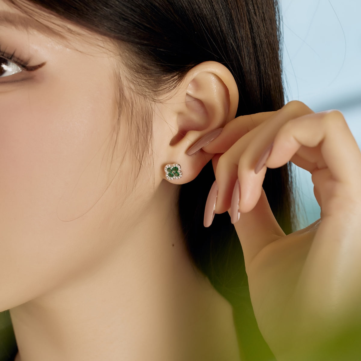 [Echo Fine ]Four-Leaf Clover Flower Shaped Earrings