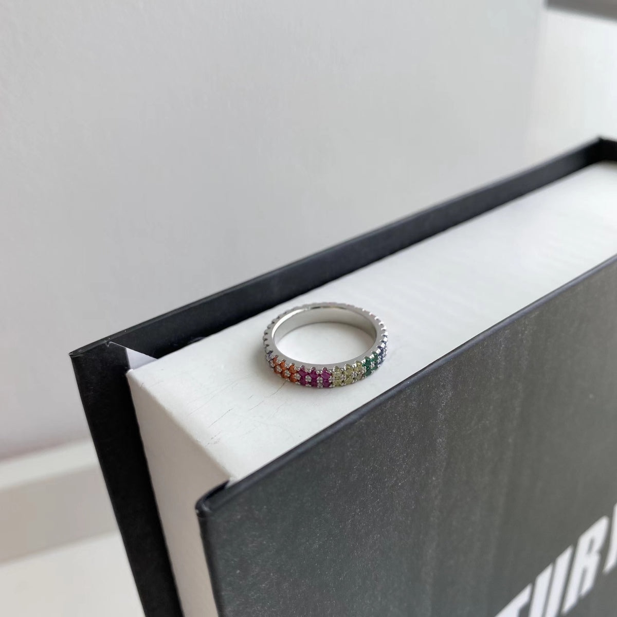 [Echo Fine ]Unique Colorful Round Cut Tennis Ring