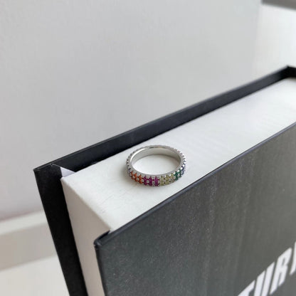 [Echo Fine ]Unique Colorful Round Cut Tennis Ring