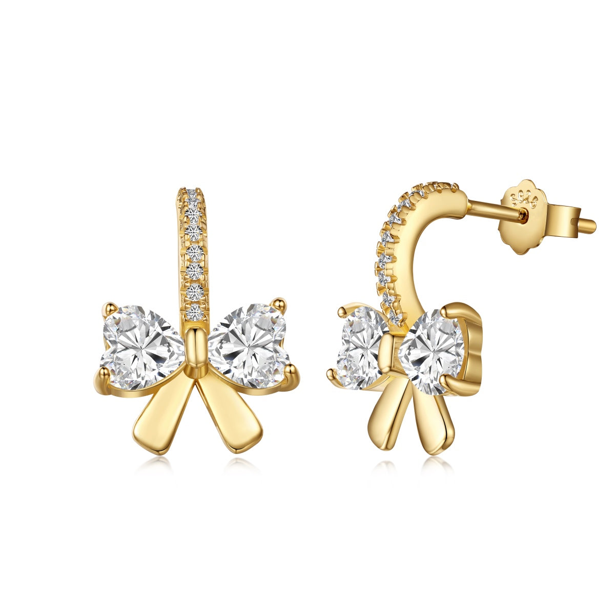 [Echo Fine ]Exquisite Earrings With Heart-Shaped Bow Design