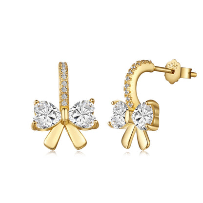 [Echo Fine ]Exquisite Earrings With Heart-Shaped Bow Design