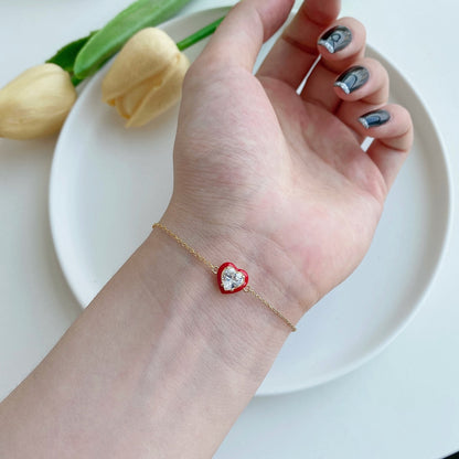 [Echo Fine ]Sparkling Romantic Heart Shape Lover Bracelet
