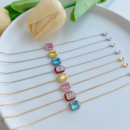 [Echo Fine ]2.0 Carat Sparkling Colorful Emerald Cut Daily Bracelet