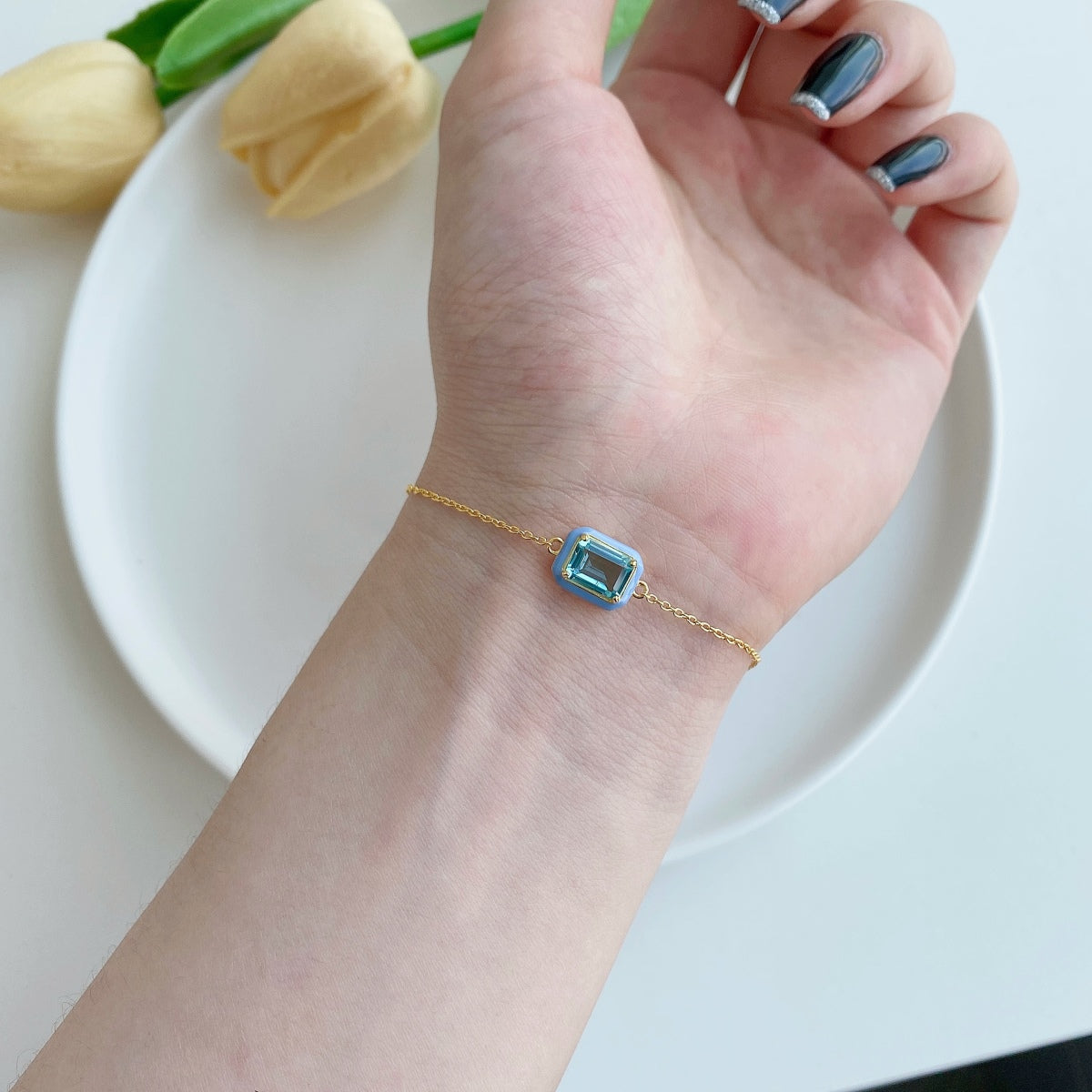 [Echo Fine ]2.0 Carat Sparkling Colorful Emerald Cut Daily Bracelet