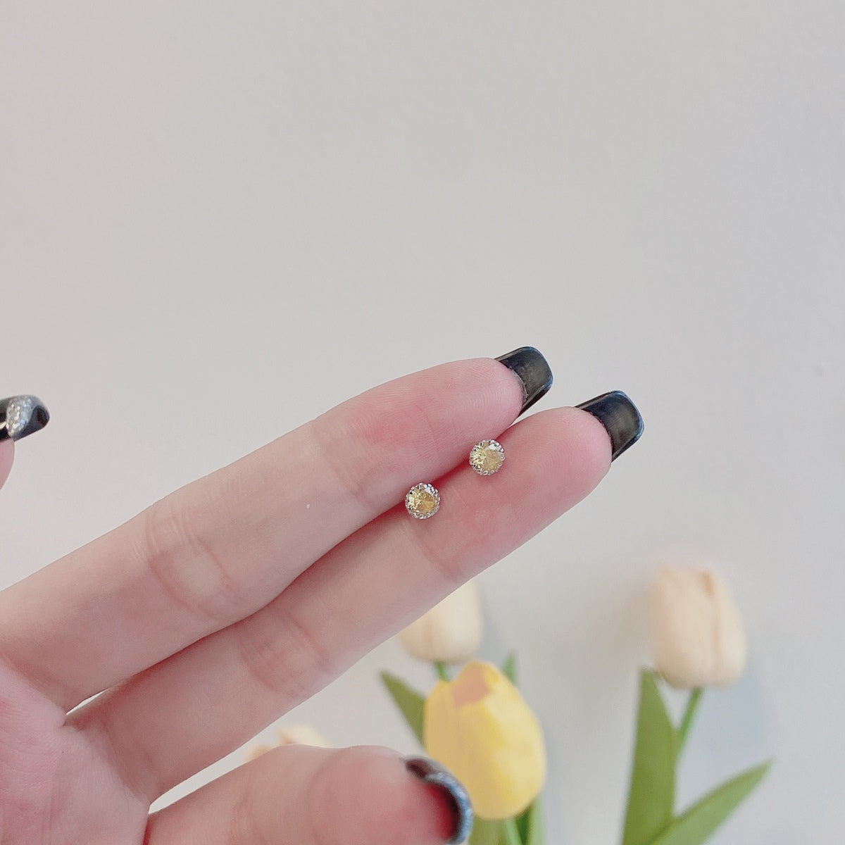 [Echo Fine ]Sparkling Colorful Round Shape Earrings