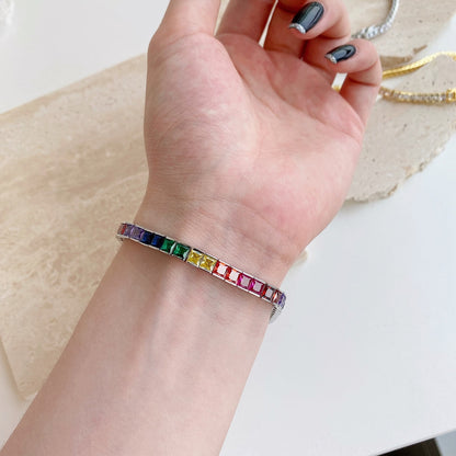 [Echo Fine ]Radiant Colorful Princess Cut Tennis Bracelet