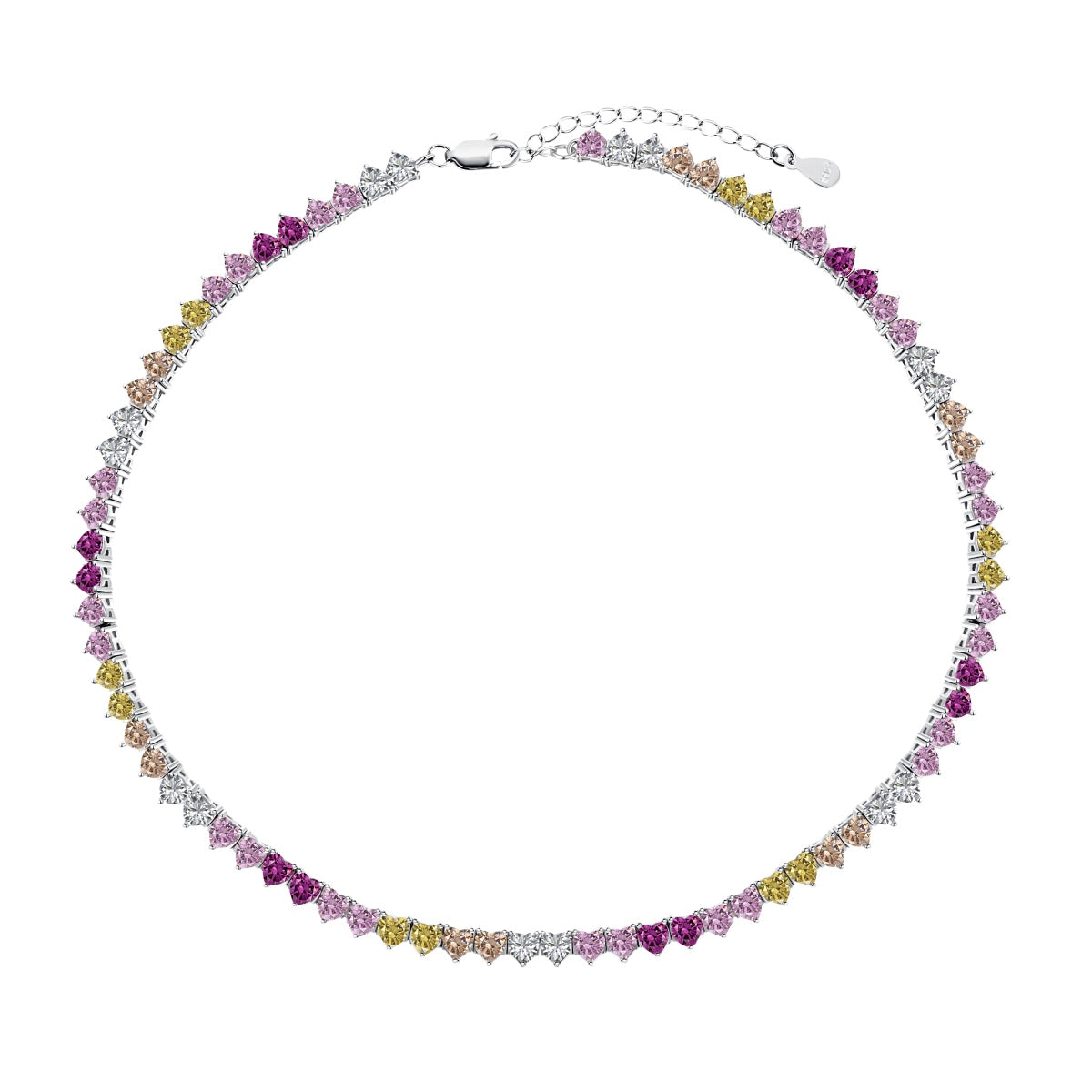 [Echo Fine ]Sparkling Colorful Full Heart Tennis Necklace