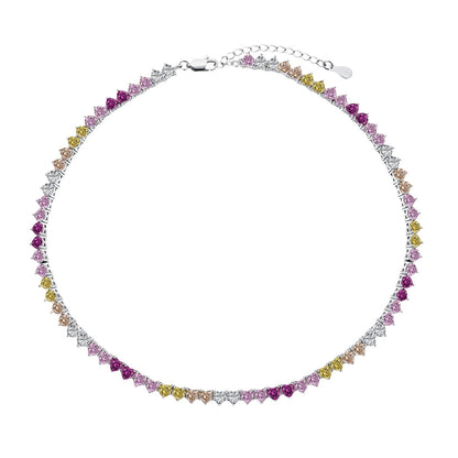 [Echo Fine ]Sparkling Colorful Full Heart Tennis Necklace