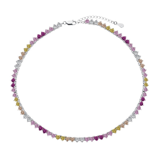 [Echo Fine ]Sparkling Colorful Full Heart Tennis Necklace