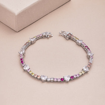[Echo Fine ]Romantic Heart Shape Round Cut Lover Bracelet