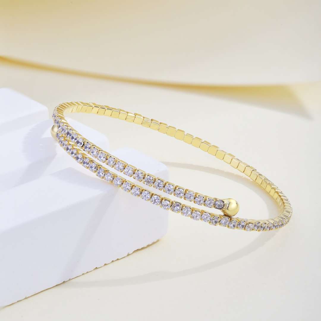 [Echo Fine ]Row of Diamonds Round Fashion Bracelet
