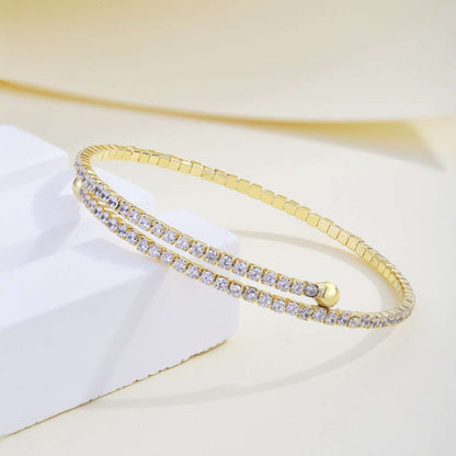 [Echo Fine ]Row of Diamonds Round Fashion Bracelet