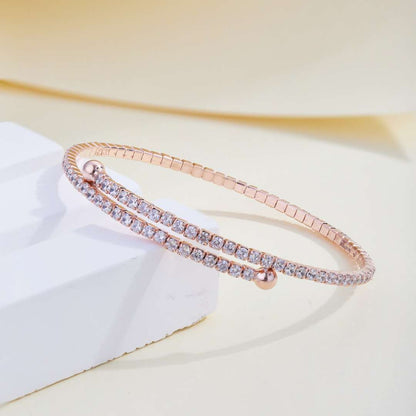 [Echo Fine ]Row of Diamonds Round Fashion Bracelet