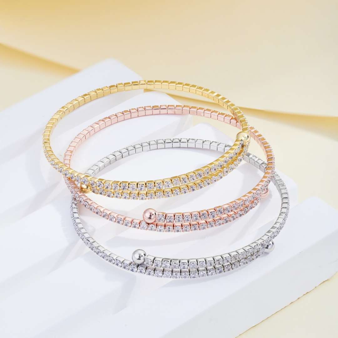 [Echo Fine ]Row of Diamonds Round Fashion Bracelet