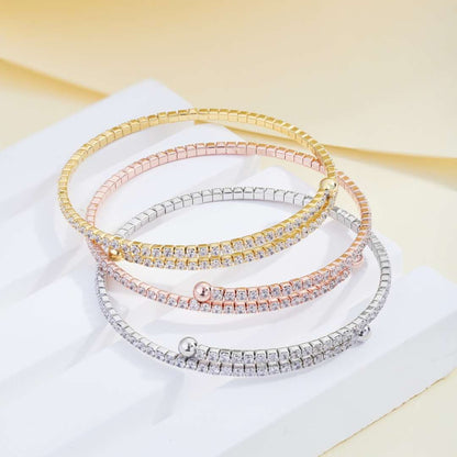 [Echo Fine ]Row of Diamonds Round Fashion Bracelet