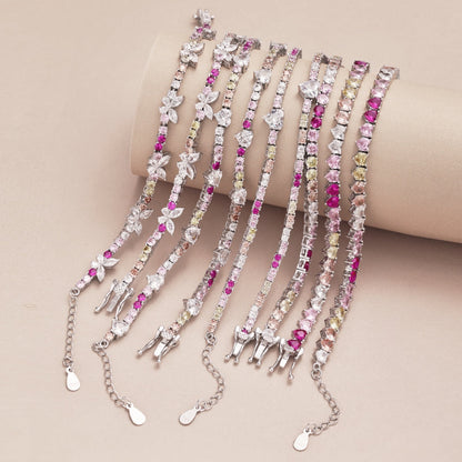 [Echo Fine ]Sparkling Colorful Full Heart Tennis Necklace