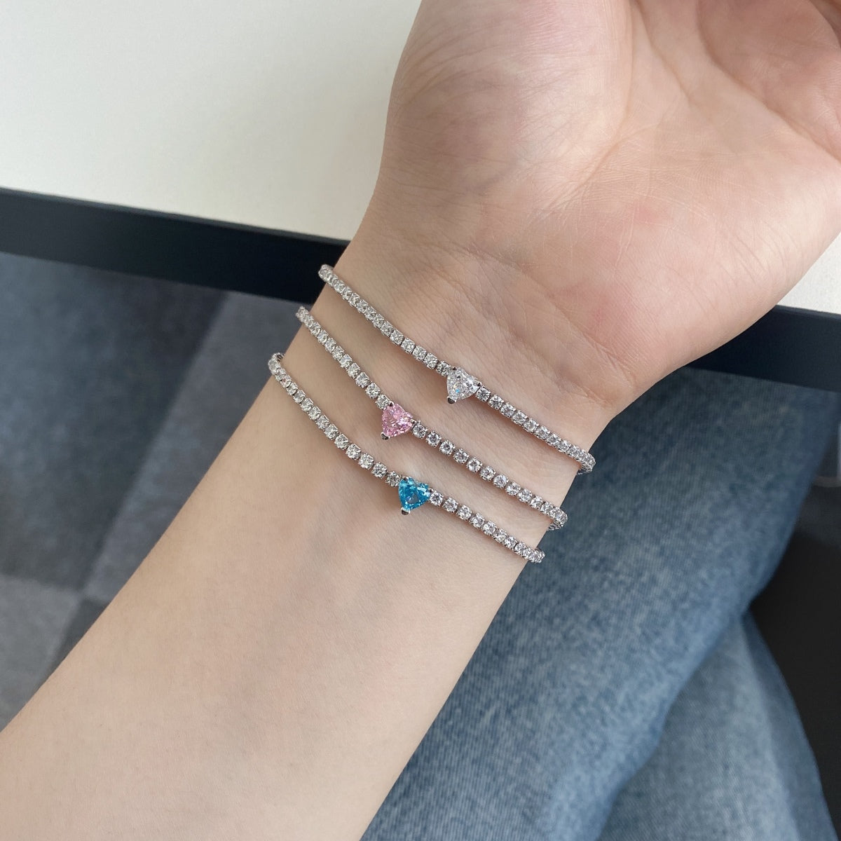 [Echo Fine ]0.5 Carat Elegant Romantic Heart Shape Lover Bracelet