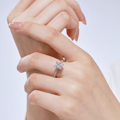 [Echo Fine ]2.0 Carat Dazzling Sparkling Radiant Cut Party Ring