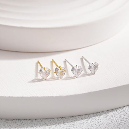 [Echo Fine ]Sparkling Heart Shaped Simple Earrings