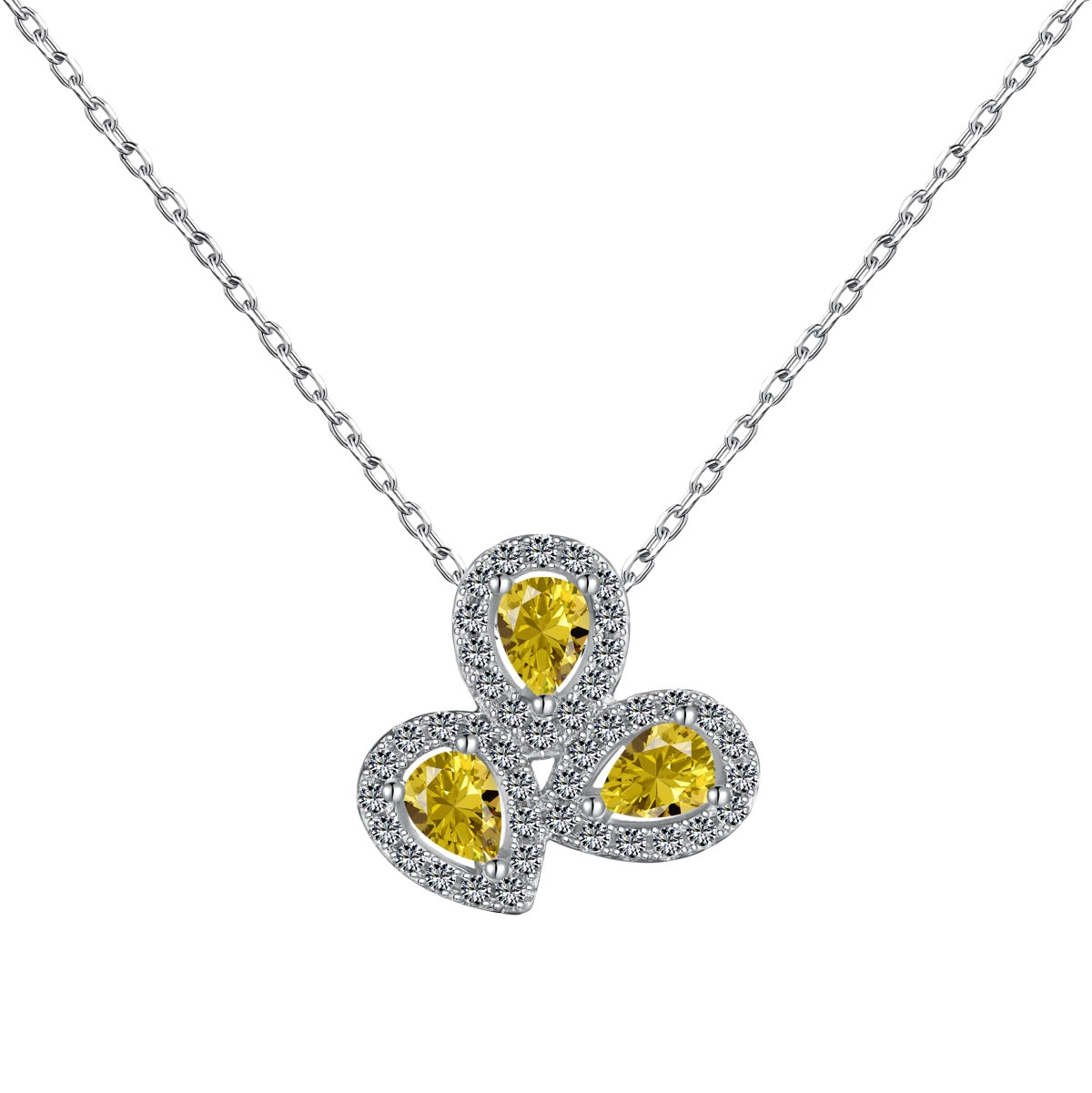 [Echo Fine ]Elegant Flower Shape Pear Cut Necklace