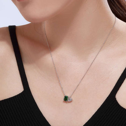 [Echo Fine ]Dazzling Square & Heart Shape Necklace