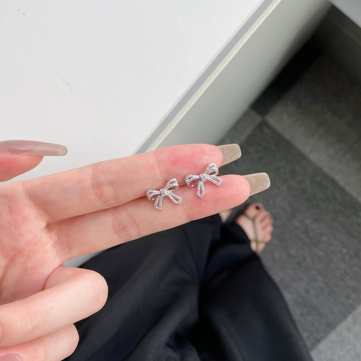 [Echo Fine ]Dainty Bow Shape Earrings