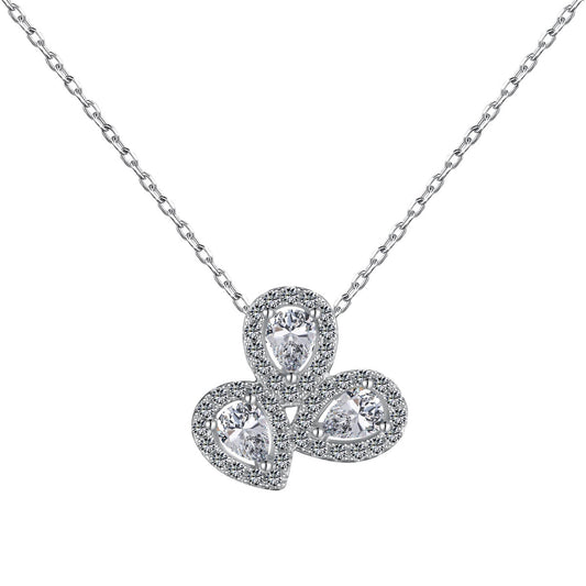 [Echo Fine ]Elegant Flower Shape Pear Cut Necklace